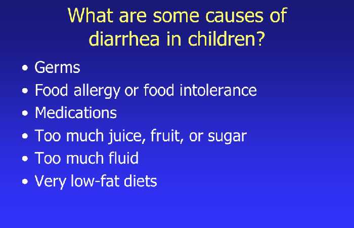 State the reasons for diarrhea in the kids. (1)