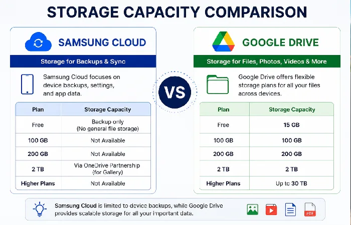 storage capacity comparison