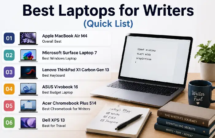 best laptops for writers quick list