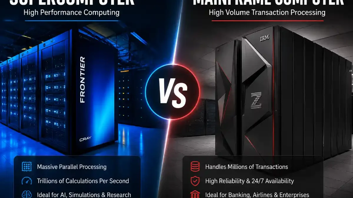 Supercomputer vs Mainframe Computer: Key Differences, Performance & Uses (2026)
