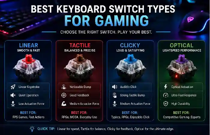 best keyboard switch types for gaming