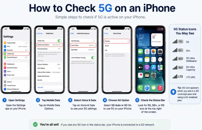 how to check 5g on an iphone