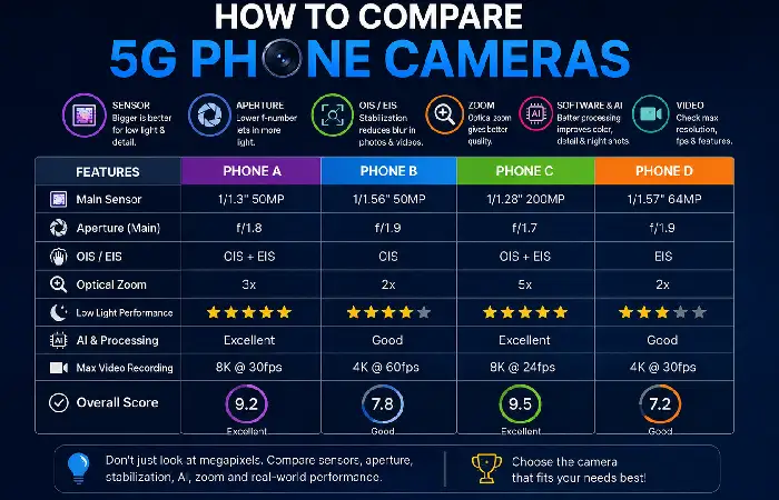 how to compare 5g phone cameras